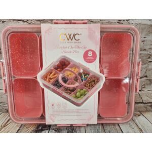 Cook With Color Snack Box NEW Pink Snackle Box Sparkle Top Air-Tight Lid